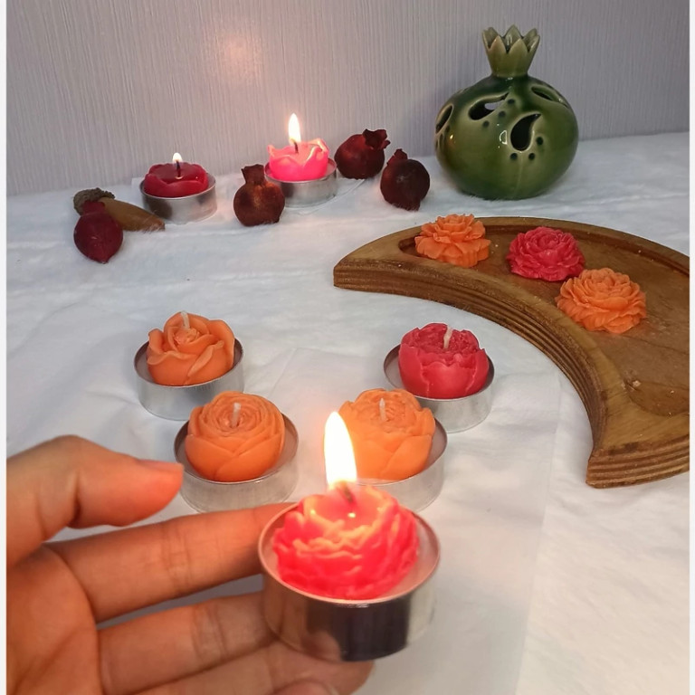 شمع وارمر گلدار بسته 8 عددی برند MER30 CANDEL مرسی کندل